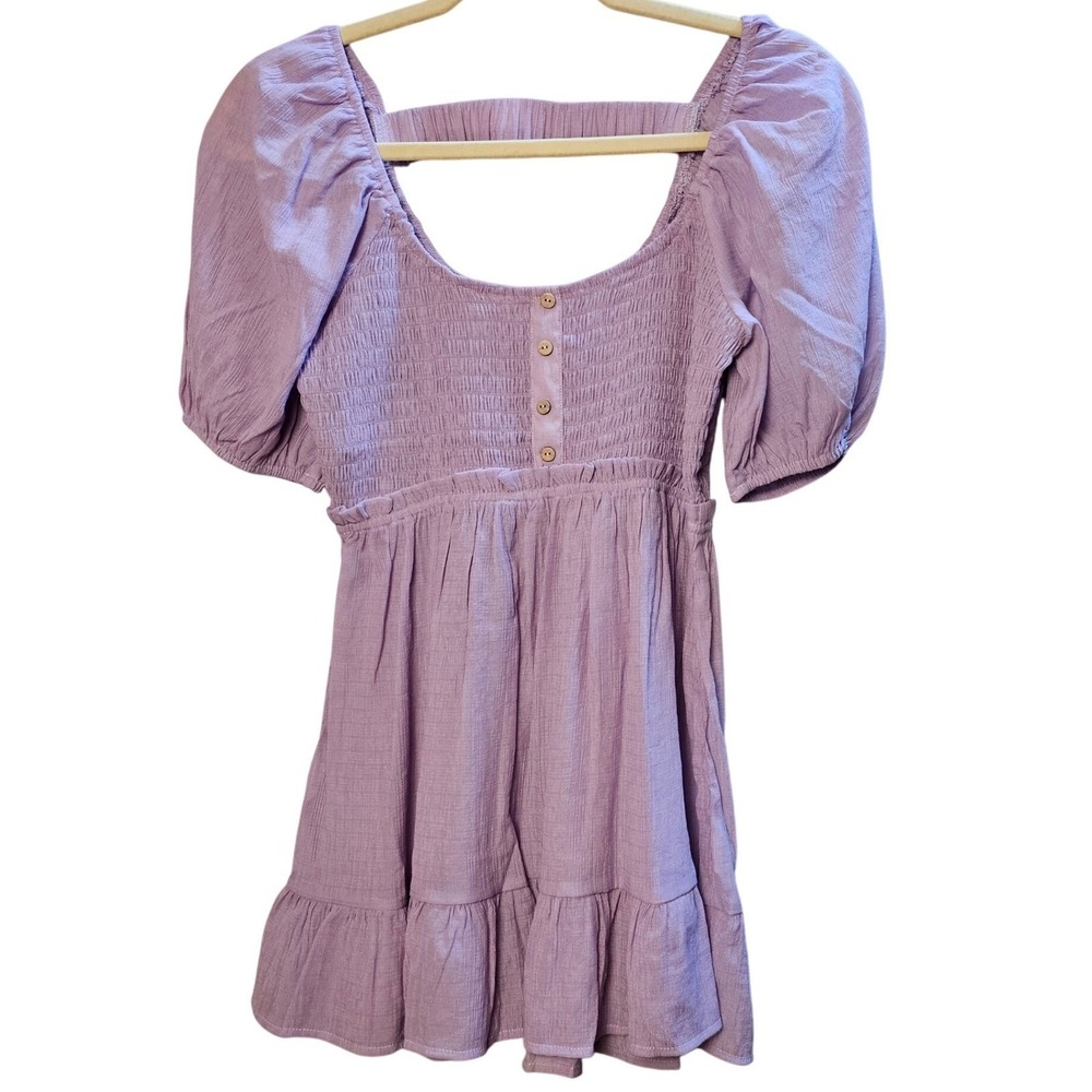 Blu Pepper Lavender Smocked Mini Dress Puff Sleeve Cottagecore NWT Women's Small